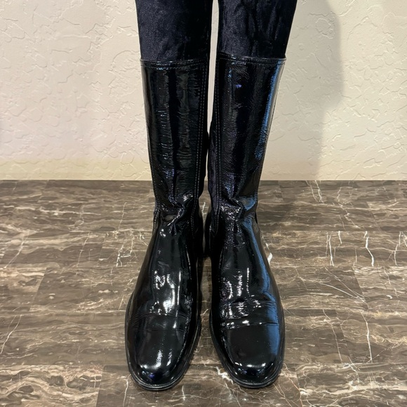 Italian Patent Leather and Velveteen Over The Knee Sock Boots - Picture 6 of 16